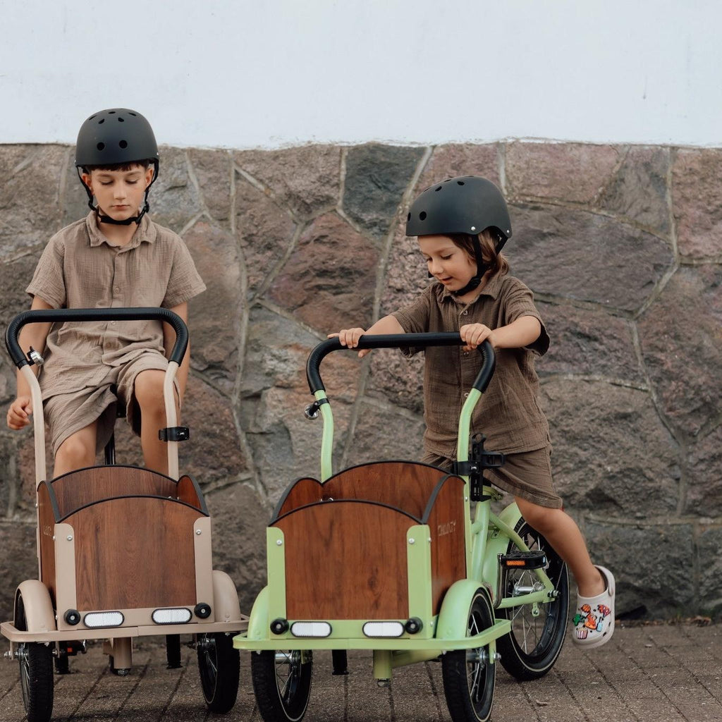 Søskendepakken - 2 børneladcykler inkl. hjelm, flaskeholder, håndtag i 2 farver og ringklokke - BørnecyklerneChantyBørnecyklerneSortSøskendepakken - 2 børneladcykler inkl. hjelm, flaskeholder, håndtag i 2 farver og ringklokkeSort